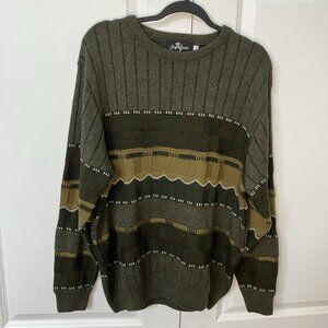 Vintage Gran Sasso Sweater Mens L Knit Grandpa Neutral Green Gray 90s Wool Blend